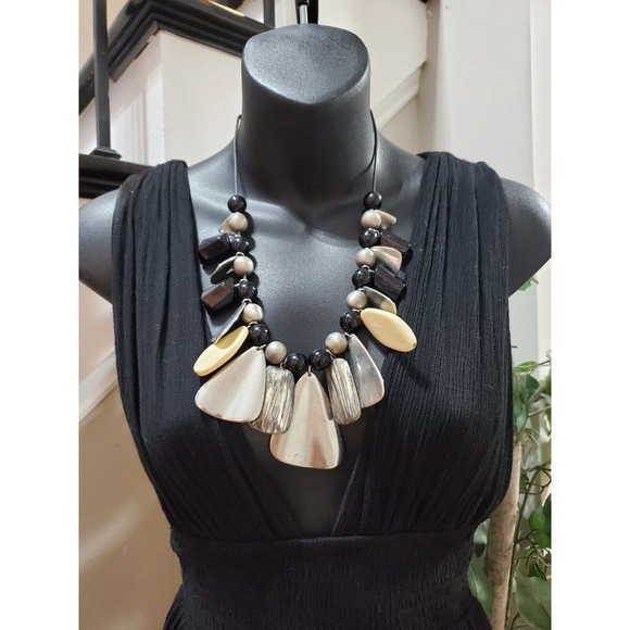 Forever 21 Women's Black Solid Open Side V-Neck Sleeveless Long Maxi Dress M - Picture 14 of 15